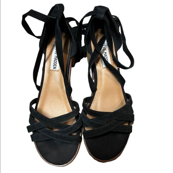 Steve Madden Women's Revere Black Suede Heel Sandal - Picture 2 of 6